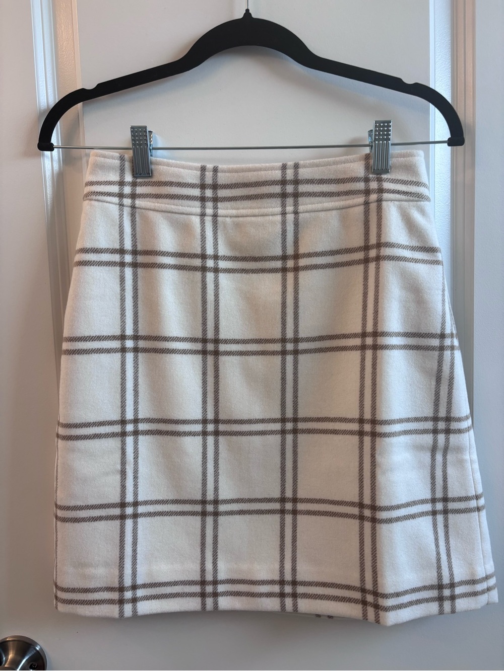 J. Crew Cream Plaid A-Line Skirt with Tan Checks